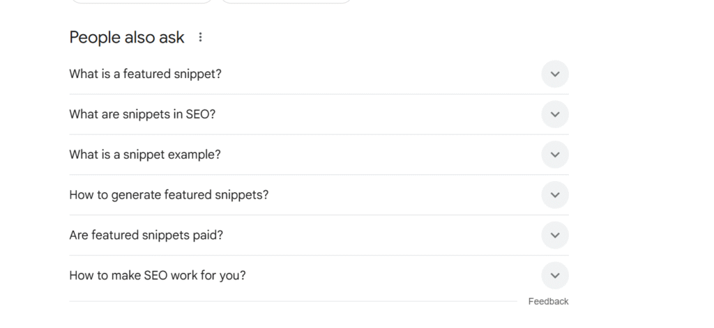 screenshot of featured snippets