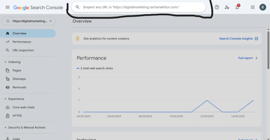 image inspection in google search console